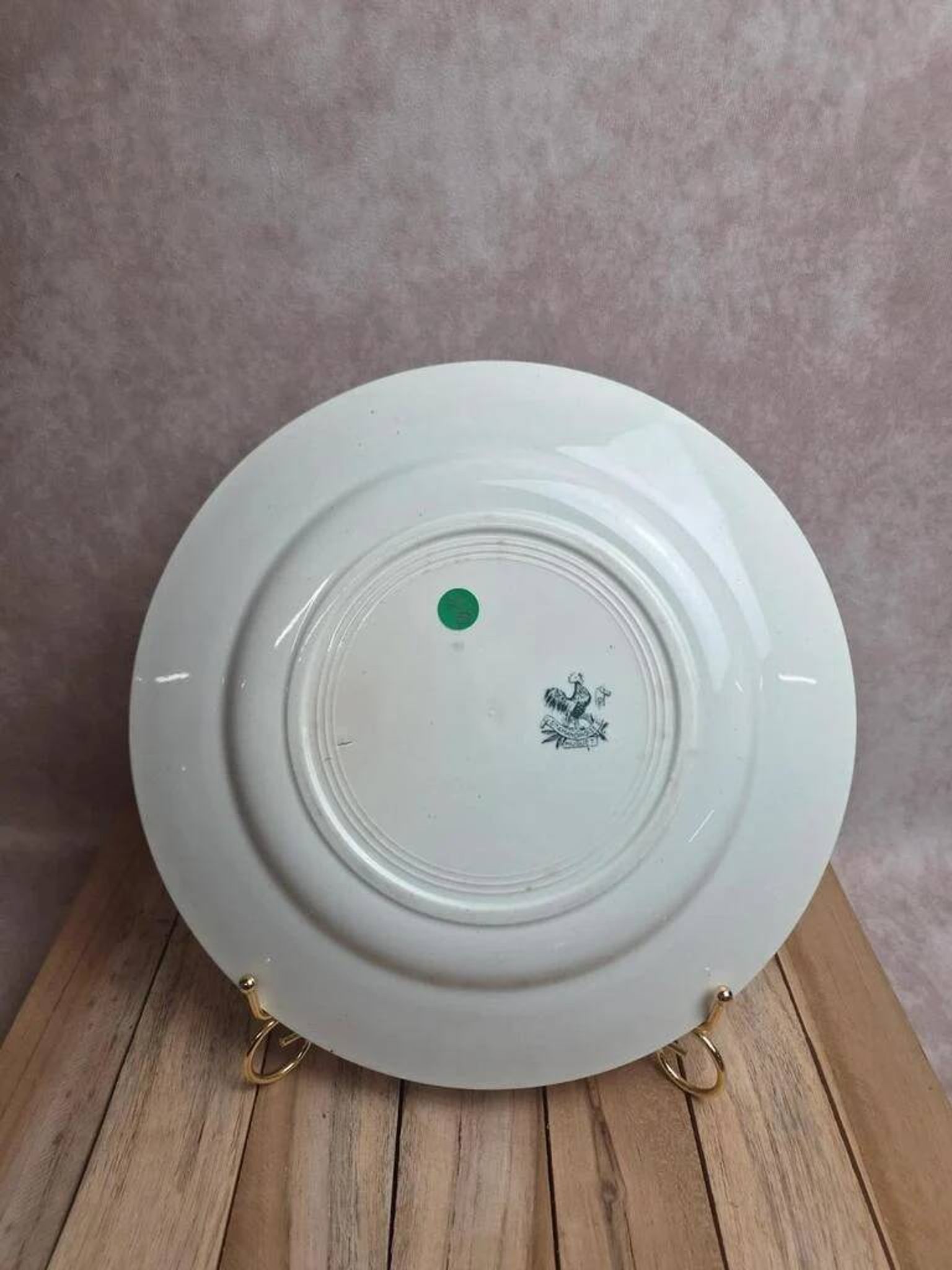 Large round antique ironstone plate, Saint-Amandinoise – Model Lily of the Valley