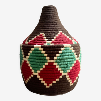 Berber basket brown green and red M