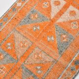 3x12 Rug For Laundry Orange Turkish Vintage Runner Rug, 95x370Cm SK 22033