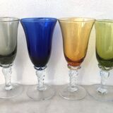 Set of four colored blown glasses