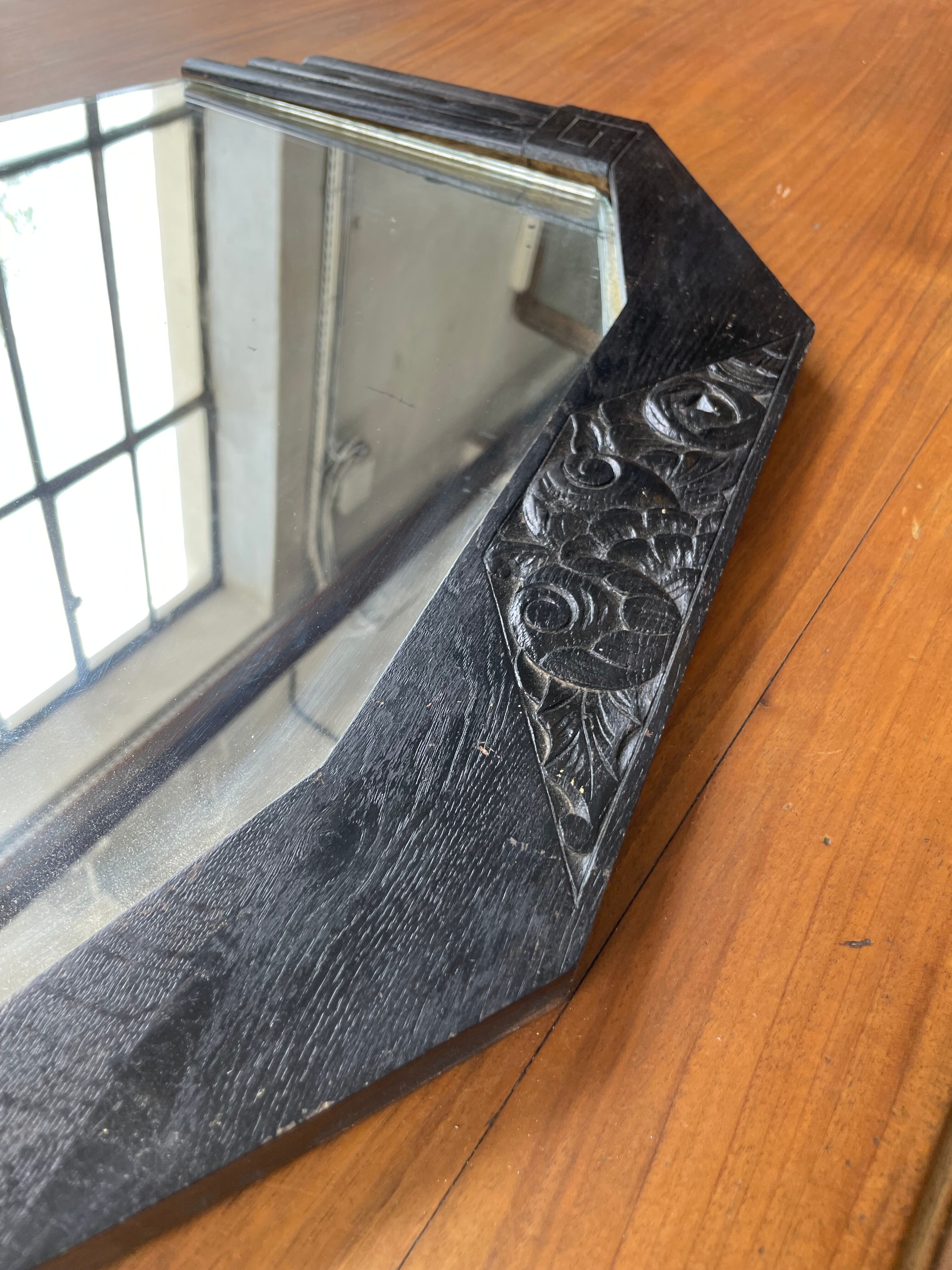 Black art deco mirror 65x46cm