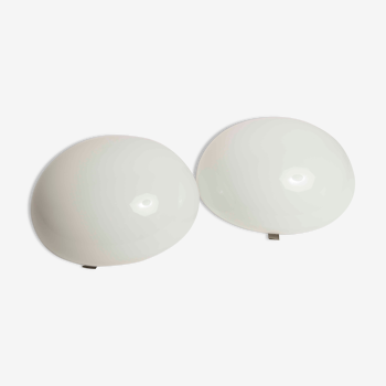 Pair of white opaline ceiling lamps