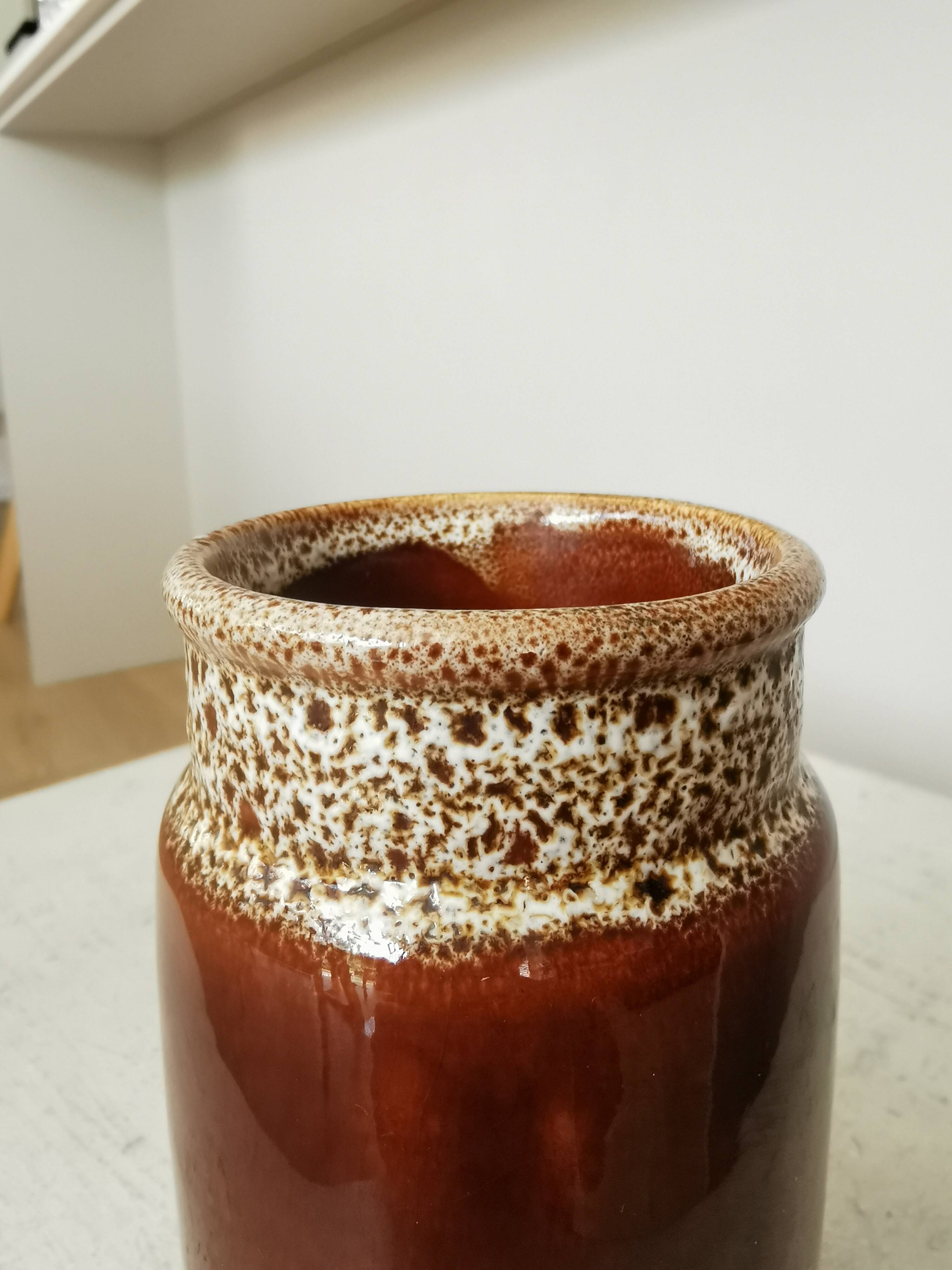 Vintage KIL Yugoslavia Ceramic Vase: Speckled Brown Glaze, 1970s Rustic Pot