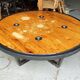 Large industrial coffee table metal and wood drum