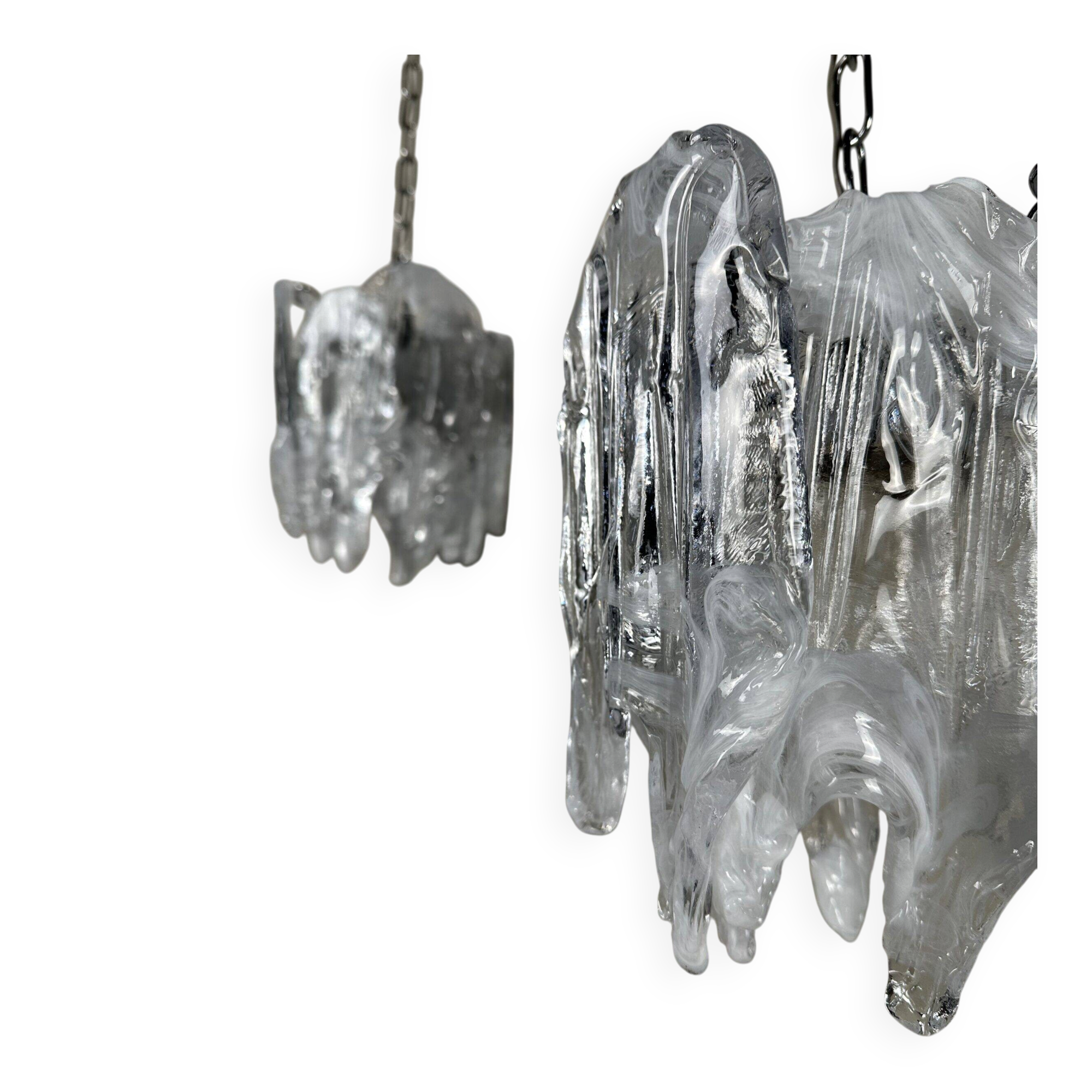 2x vintage Mazzega 'melting glass' chandeliers – Murano