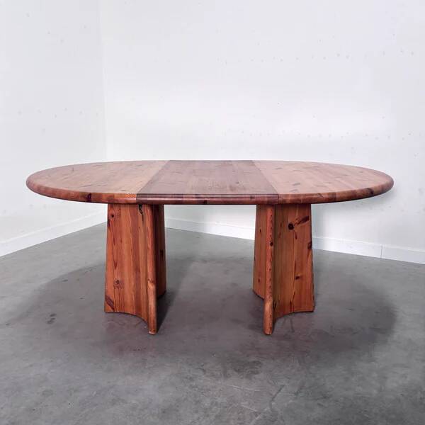 Glostrup solid pine, round / oval dining table, 1970s