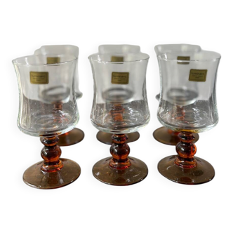 Set of 6 Luminarc glasses, antique orange vintage model