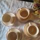 4 tasses et soucoupes terre de fer St Amand Moulin des Loups France, modèle Odette