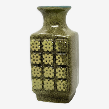 Vase en céramique vert olive 3080 A Op Art, VEB Haldensleben Allemagne Années 1970