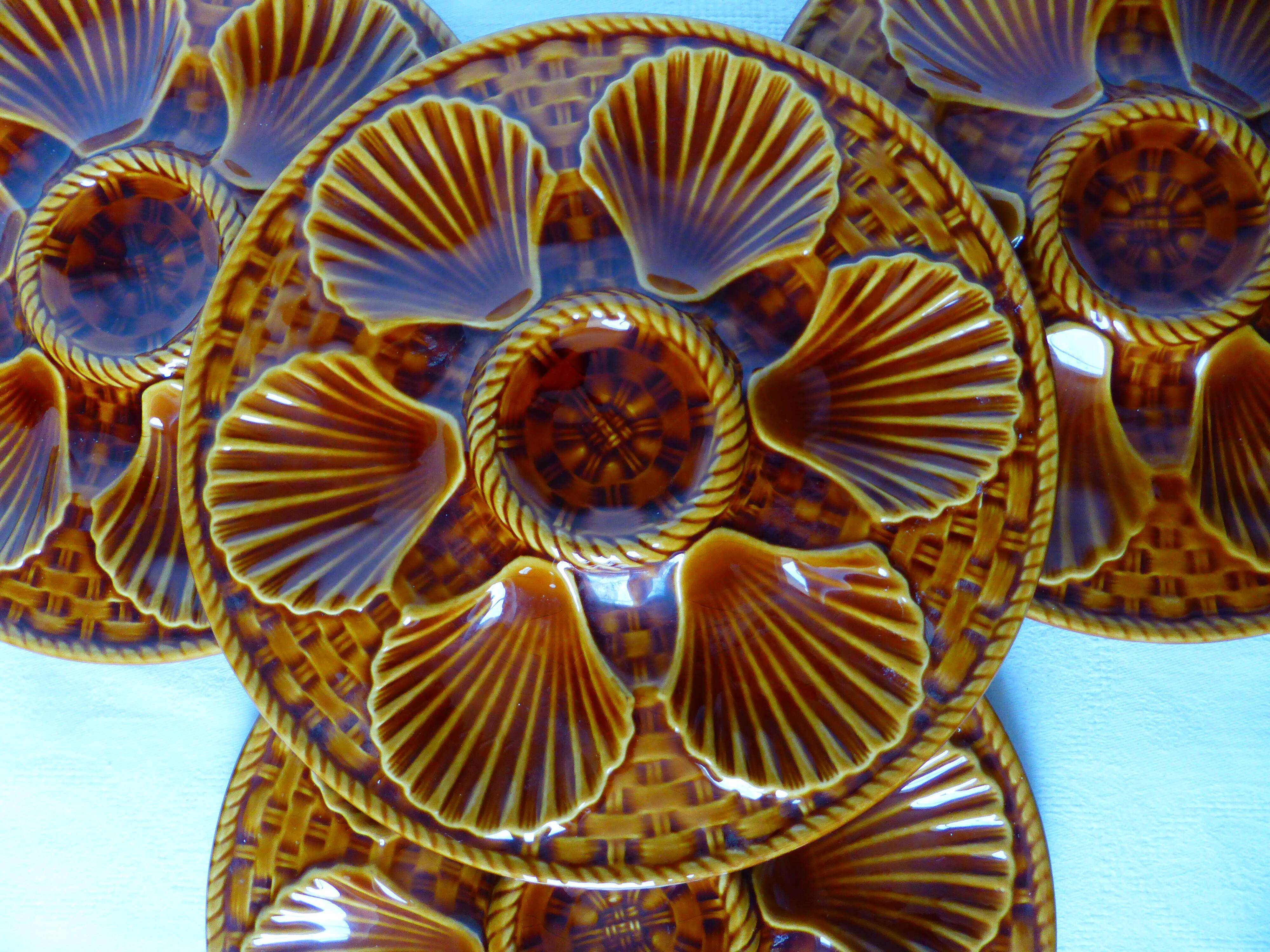 4 vintage oyster plates from Longchamp porcelain 210790