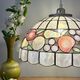 Vintage mother-of-pearl and brass pendant lampshade with fruit decorations