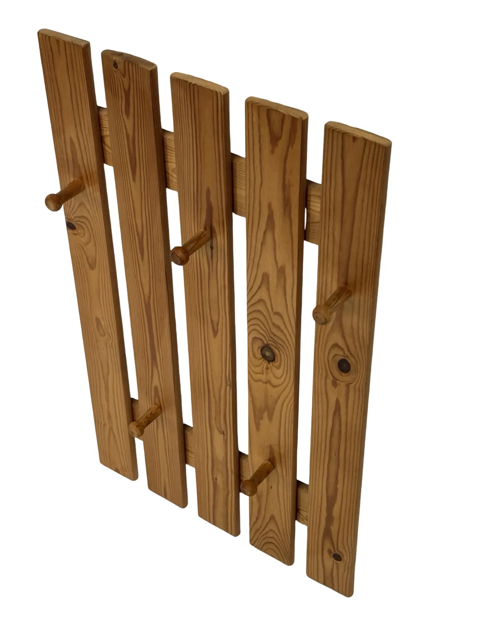 Vintage pine coat rack, 1970s minimalist design