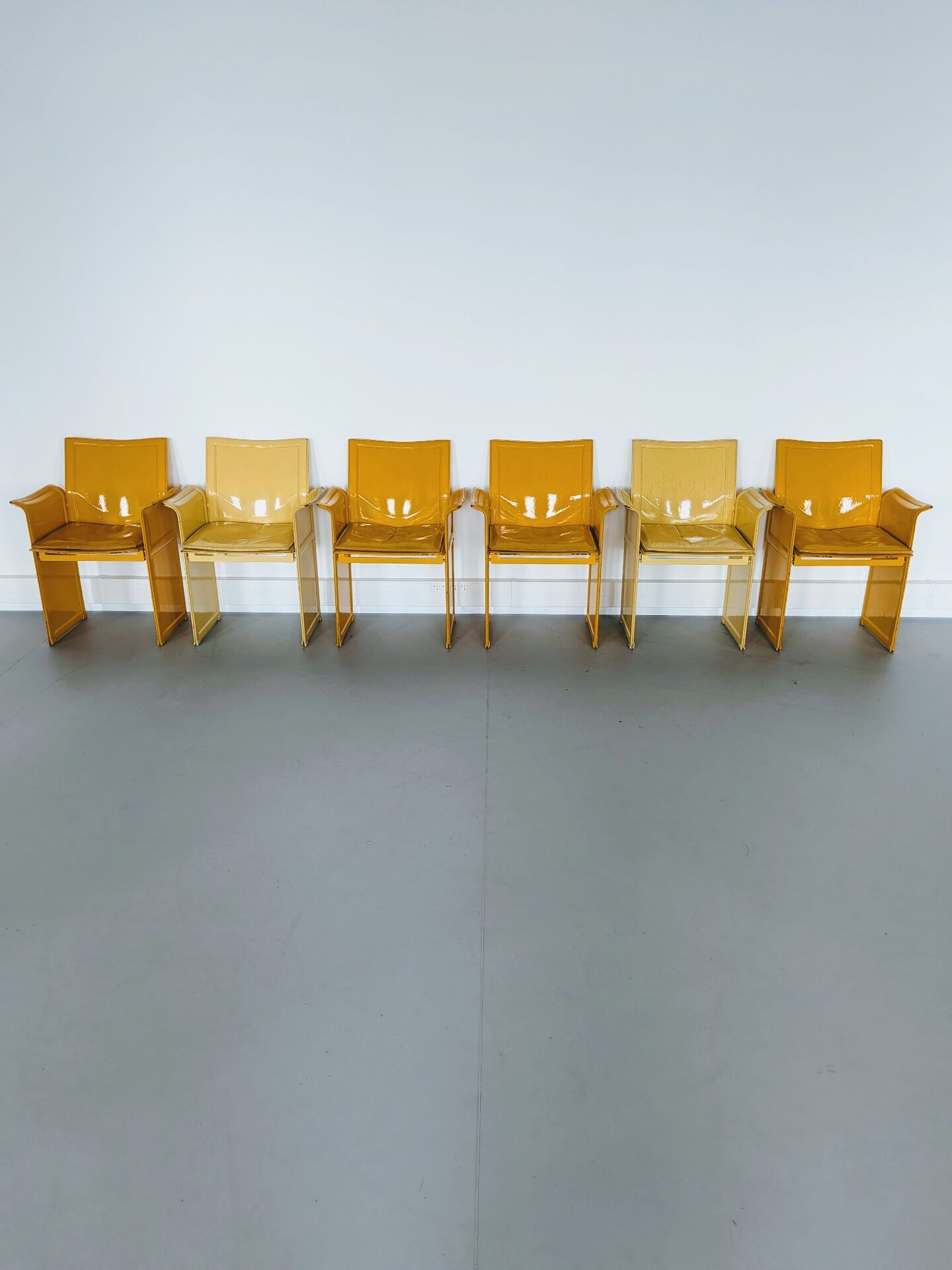 Yellow Korium leather armchair by Matteo Grassi.