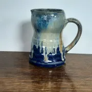 Blue flamed stoneware jug