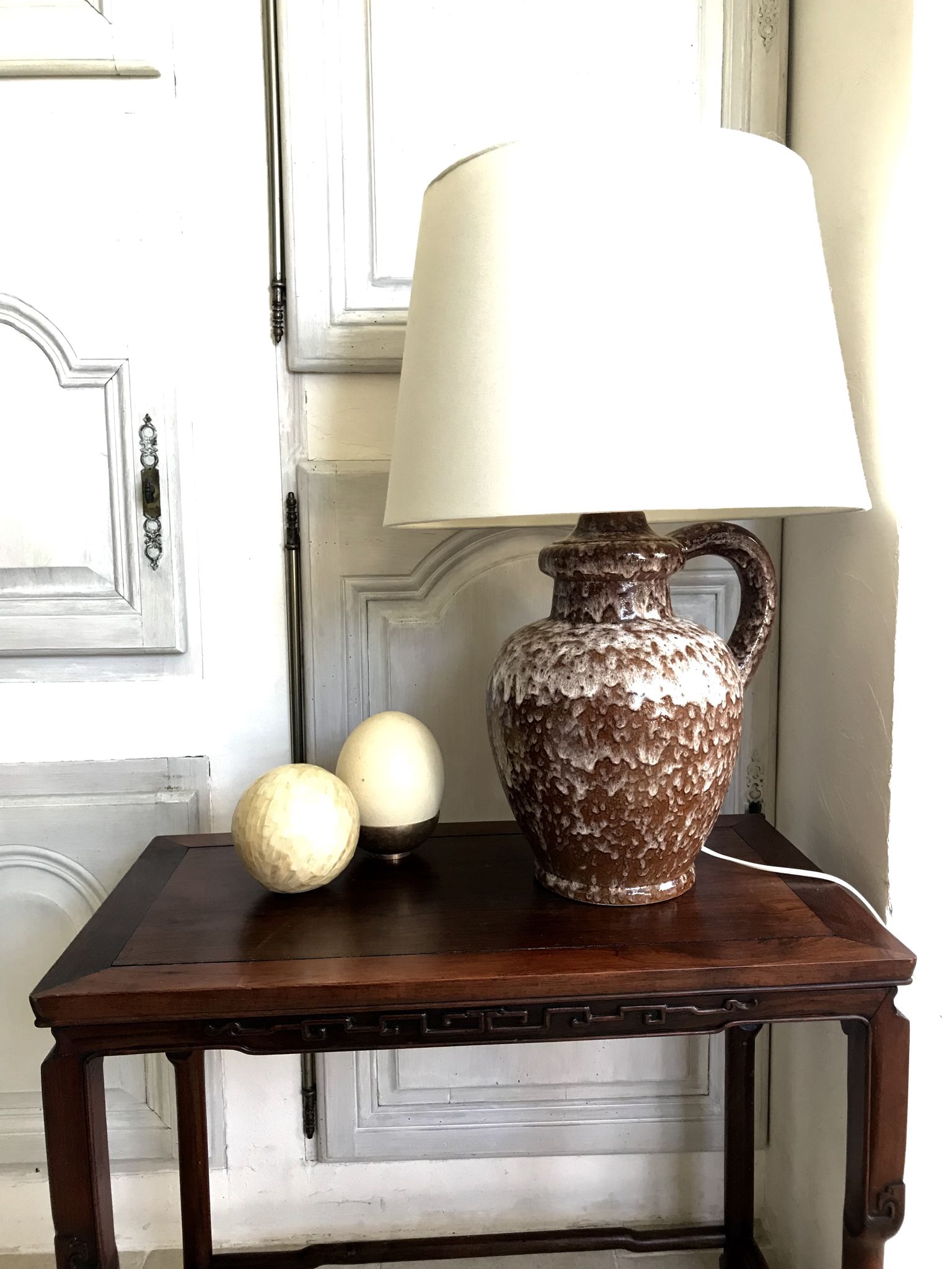 Vintage enamelled ceramic lamp