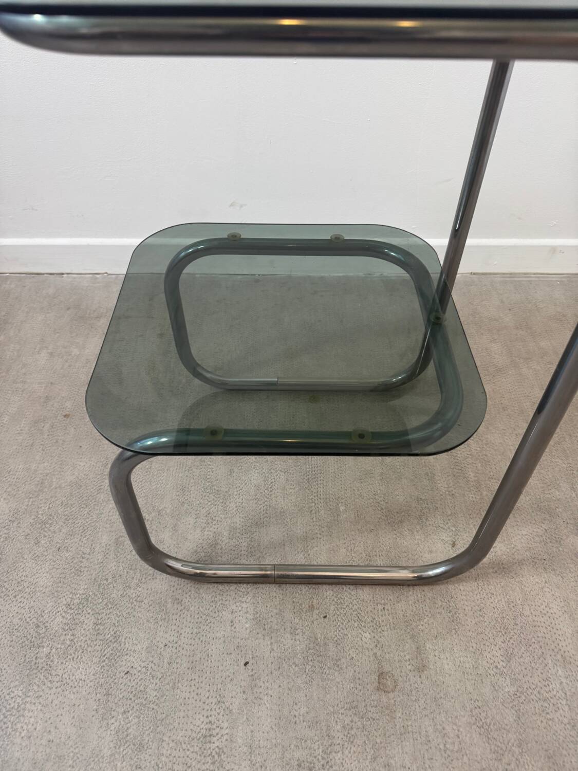 Smoked glass side table - bedside table.