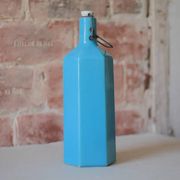 Bouteille de limonade en grès vernissé bleu , grès d'Alsace, poterie, collection