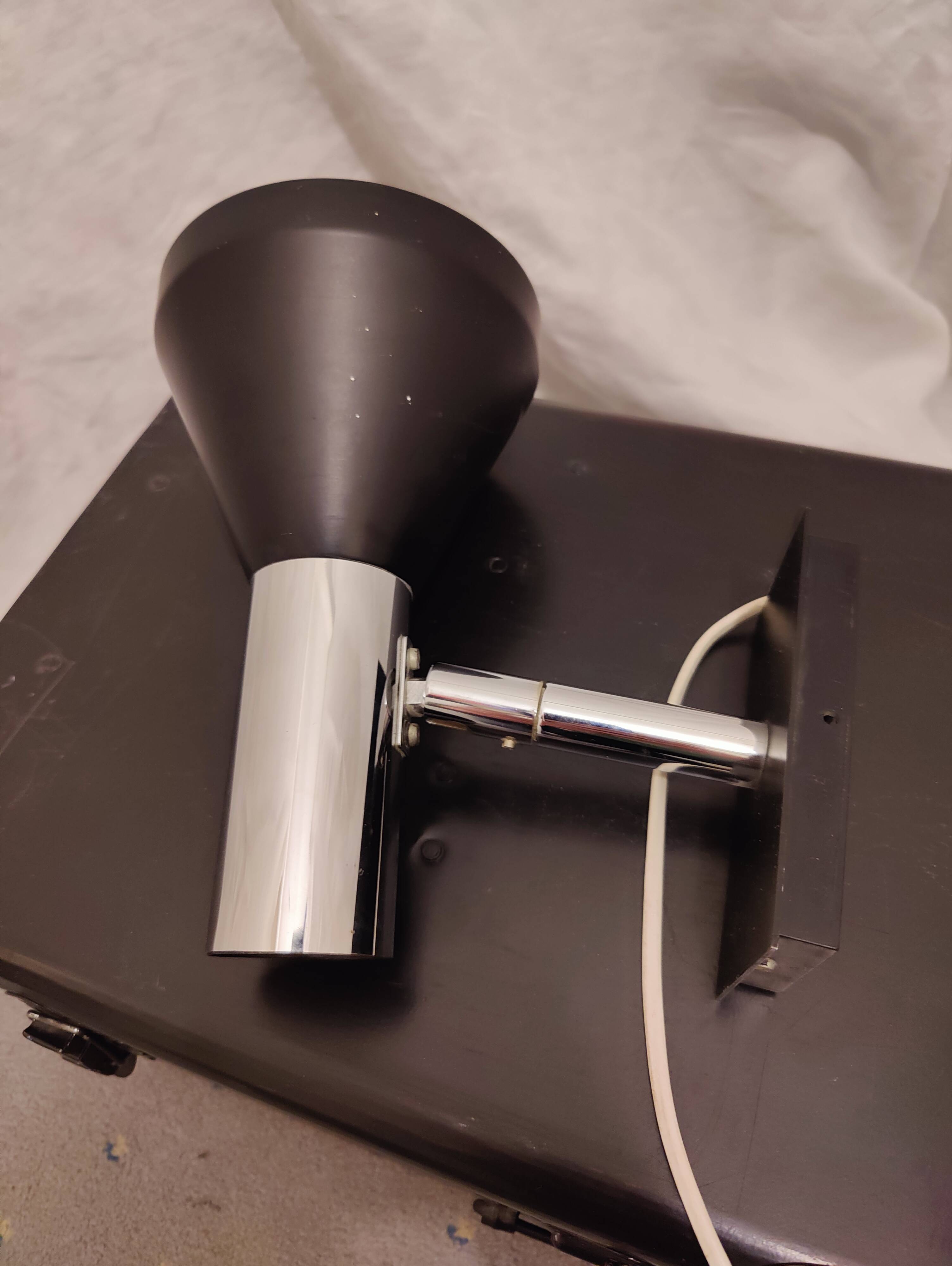 German minimalist chrome wall lamp Hustadt Leuchten, 1960s