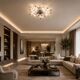 Large Size Gold and Transparent Murano Glass Wall light or Ceiling Light Fl