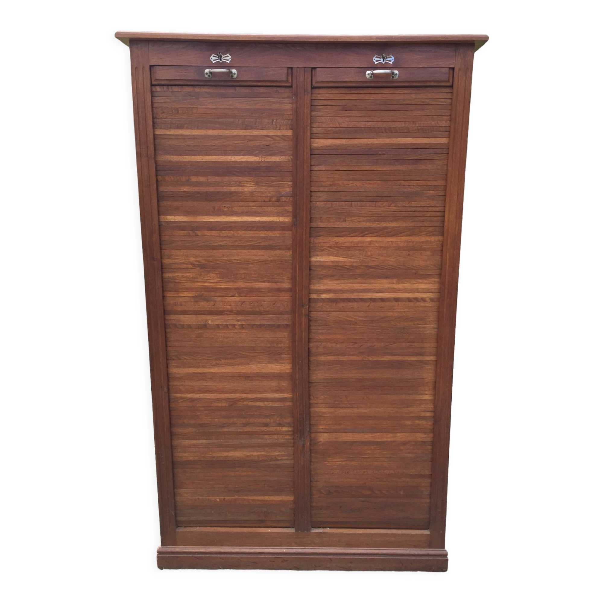 Oak double curtain workshop cabinet