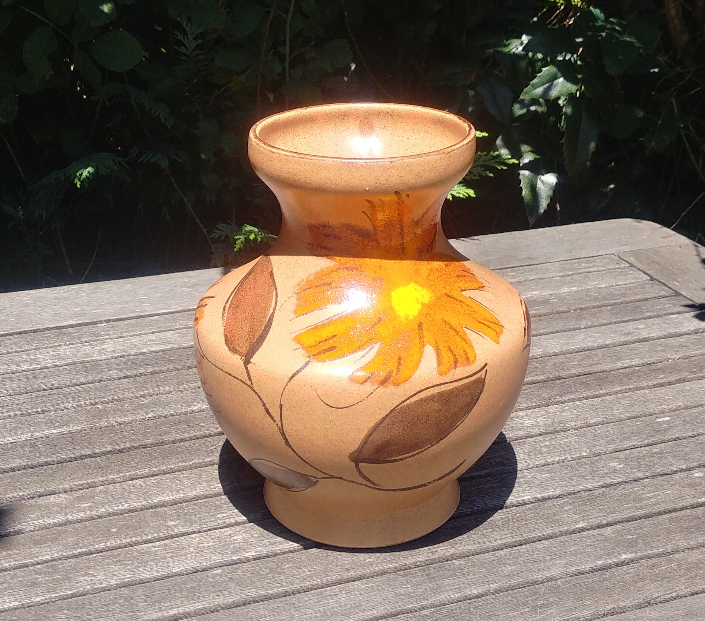 Large glazed ceramic vase from the manufacture of Saint Clément France Vintage 70s.