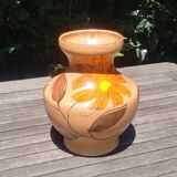 Large glazed ceramic vase from the manufacture of Saint Clément France Vintage 70s.