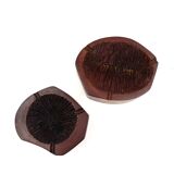 Organic modern set of 2 wood ashtrays, France 1970s