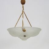 Art Deco washbasin pendant light 1 light in glass with geometric patterns