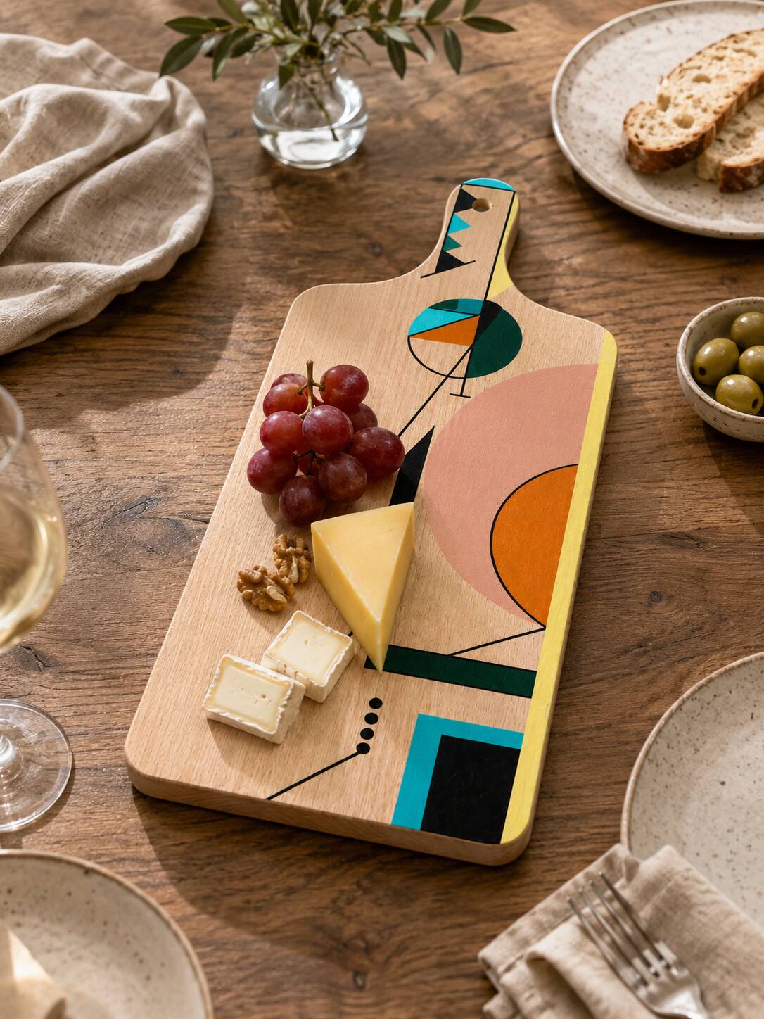Handmade Resin Serving Board, Geometric Cheese Board, Wood & Resin Charcute
