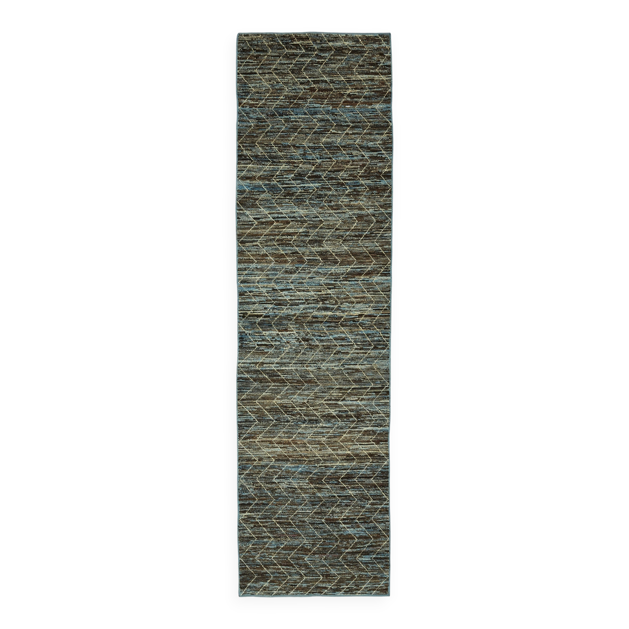Handmade Tribal Decorative 92 cm x 344 cm Blue Wool Runner Carpet