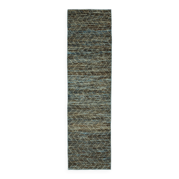 Handmade Tribal Decorative 92 cm x 344 cm Blue Wool Runner Carpet