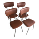 4 chairs in brown skaï and metal vintage year 60