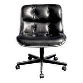 Charles Pollock Knoll office chair in black leather without armrests.