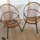 Paire de fauteuils en rotin vintage