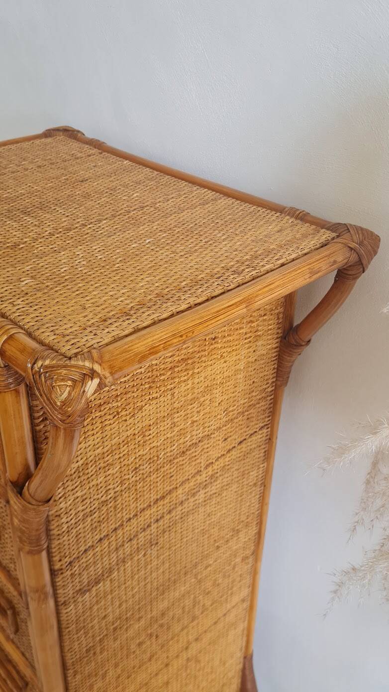 Rattan chest of drawers from the 1970s.