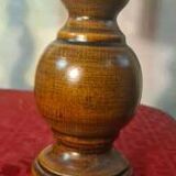 Pair of Scandinavian wooden lamps with linen shades 40x12 electric ok