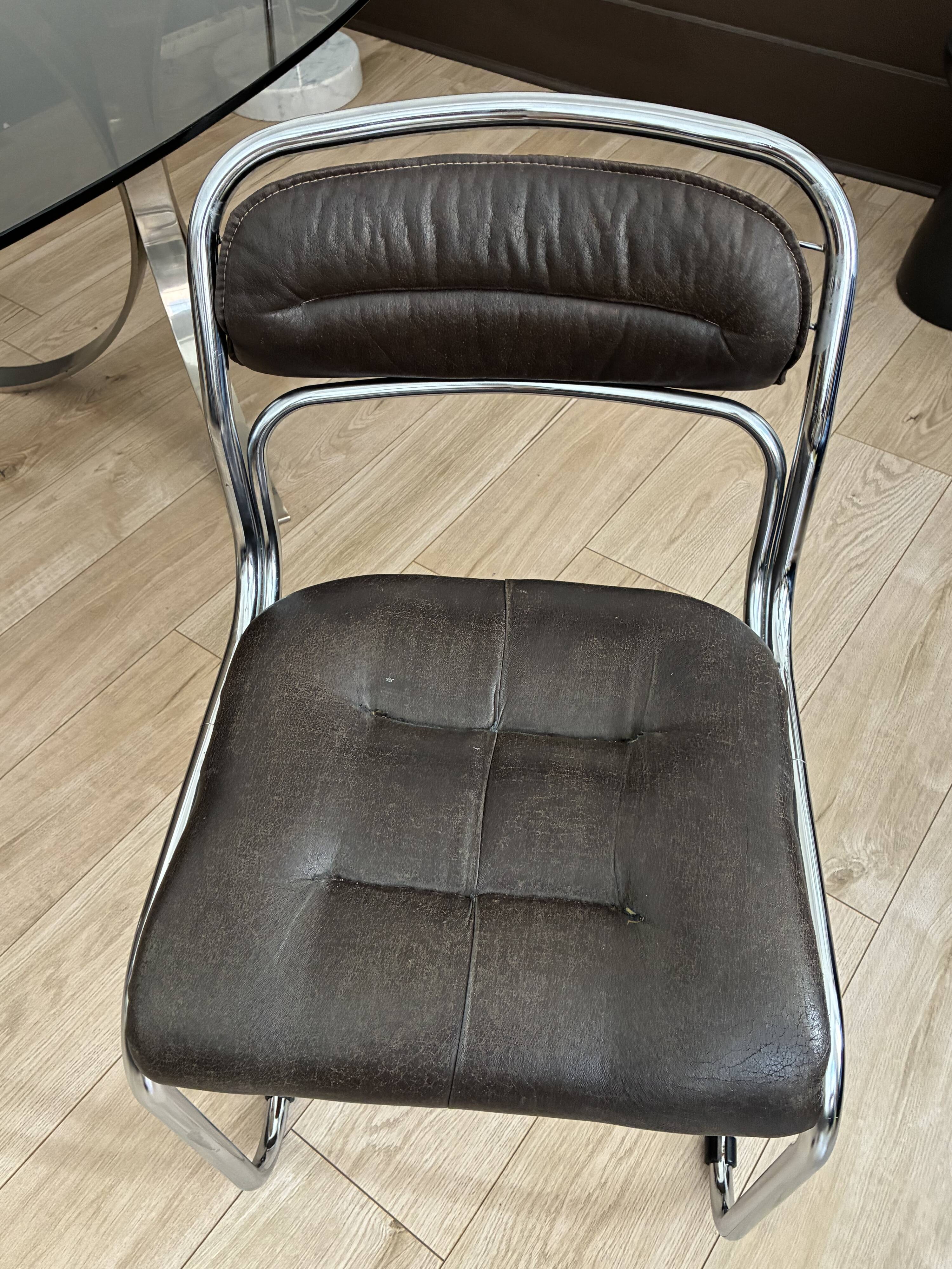 Set of 4 vintage 1970s chrome chairs – Rinaldi style