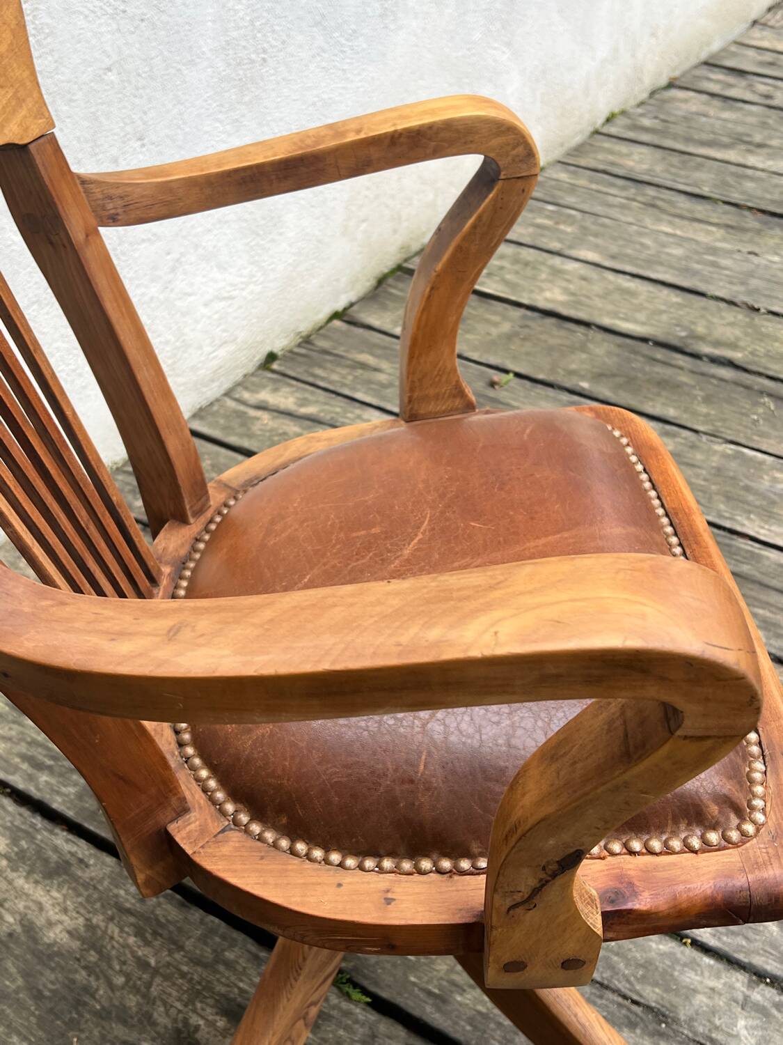 Fauteuil de bureau américain pivotant circa 1900 vintage