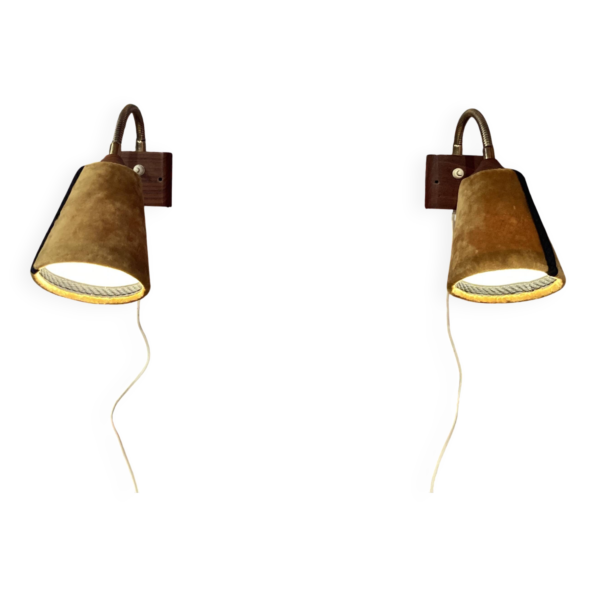 Pair of modular wall lights, Scandinavian design, 1950s.