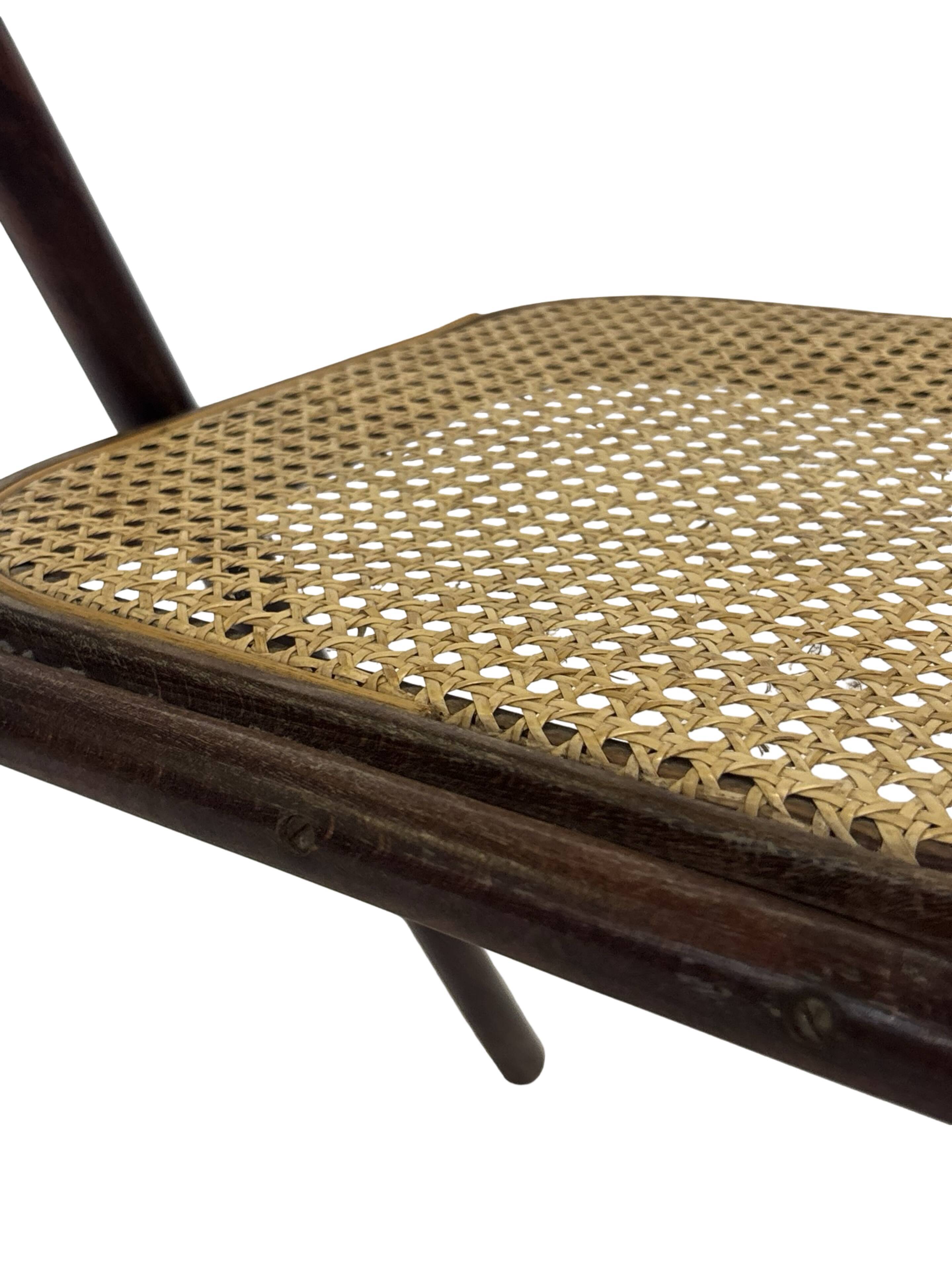 Vintage wooden folding chair with webbing seat 60s minimalist design