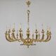 Italian Neoclassical Style 20-Light Brass Chandelier, 1950s