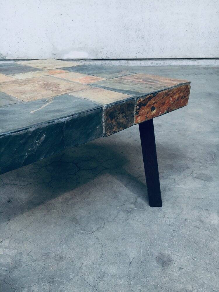 Brutalist Style Coffee Table in Slate Stone, 1970s