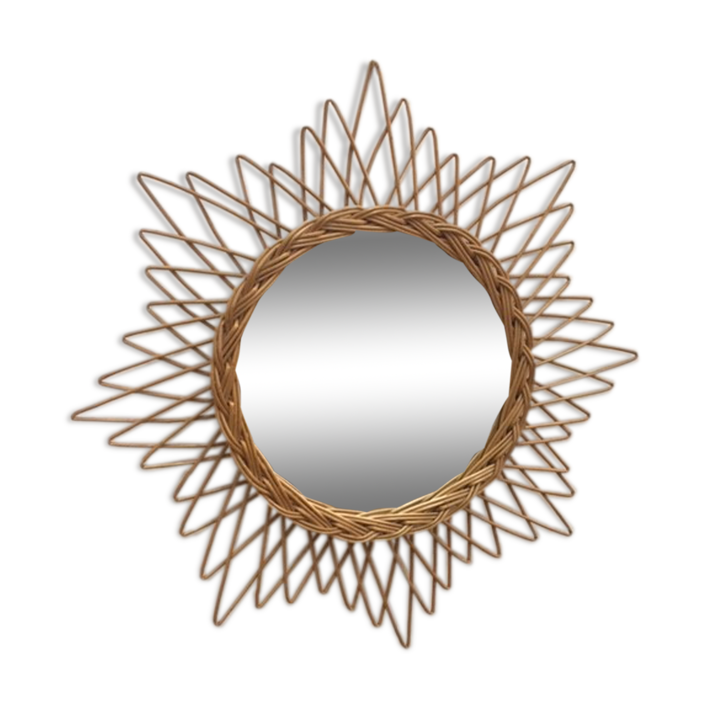 Sun rattan mirror 58x58cm