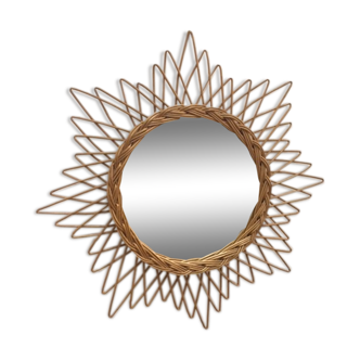 Sun rattan mirror 58x58cm