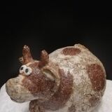 Vache en grès craquelé