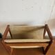 Scandinavian magazine rack in teak and leather, 1960