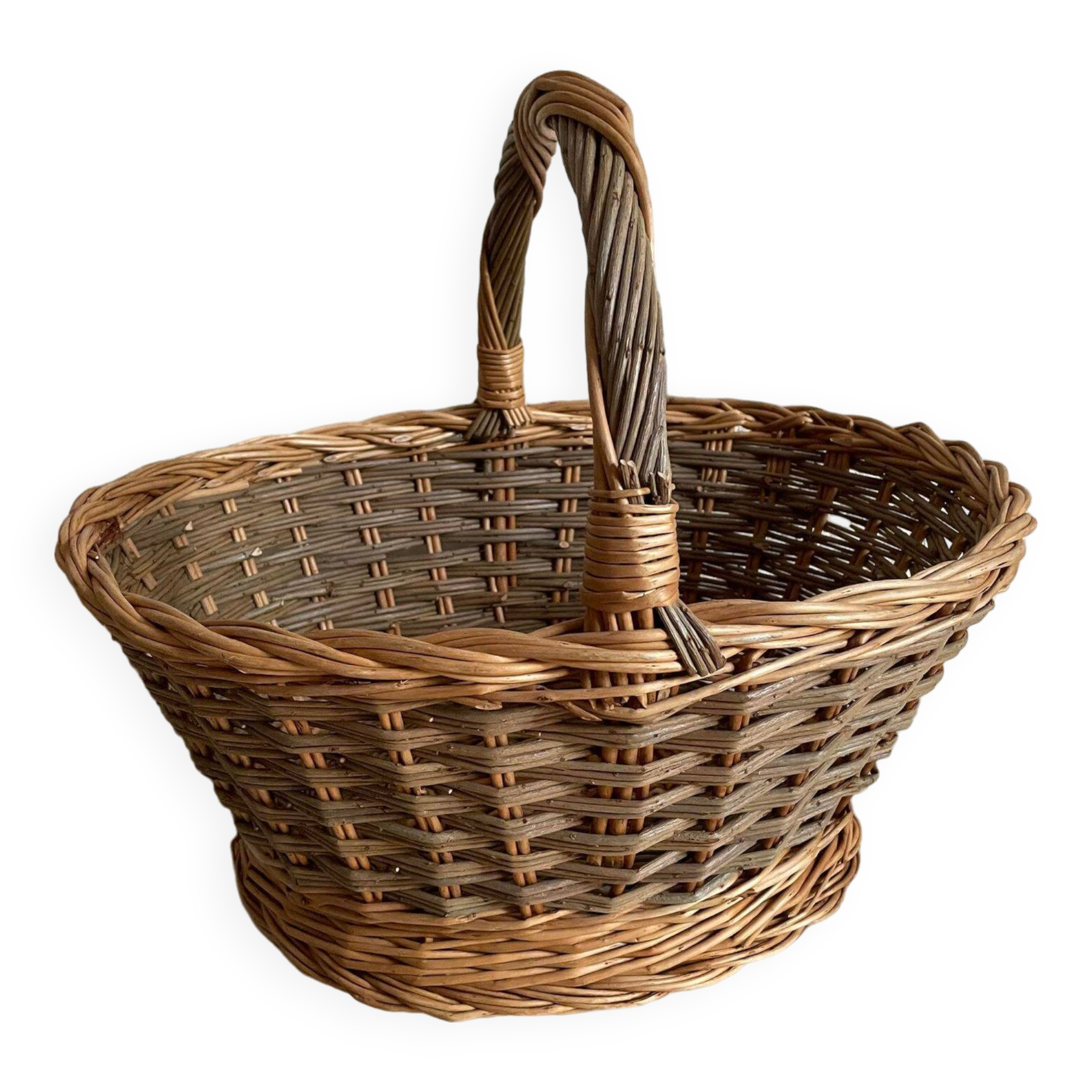 Panier osier gris vert
