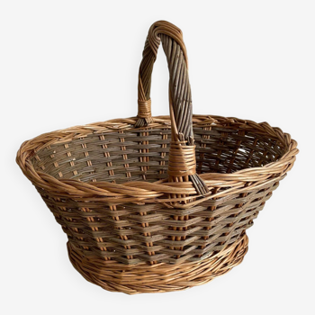 Gray green wicker basket