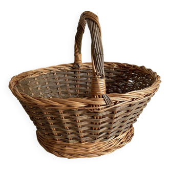 Gray green wicker basket