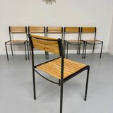 6 old metal and wood chairs, Italian design from the 80s, vintage